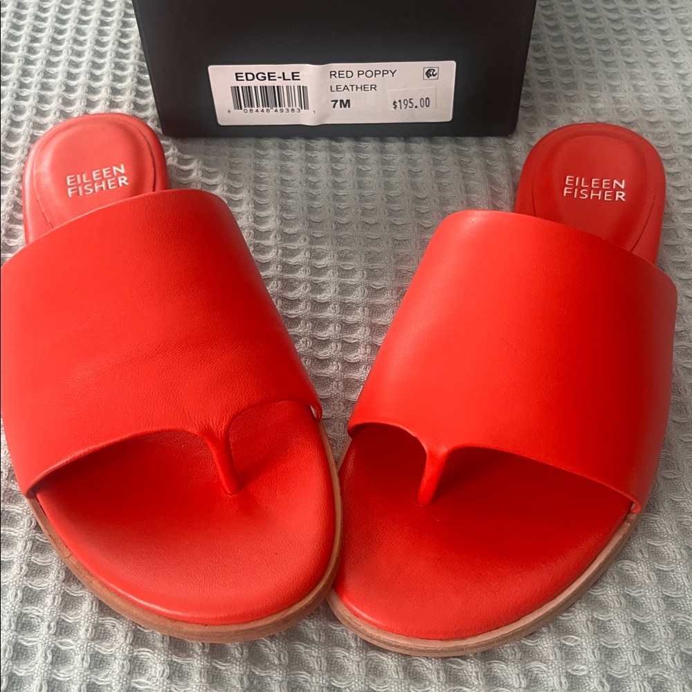 Eileen Fisher Red Poppy Leather Sandals